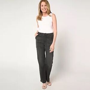 Me by Jennie Garth Petite Black Utility Straight Leg Jeans, Size 2, NWOT